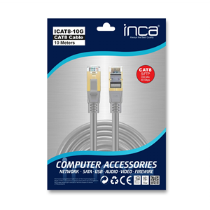 INCA 10metre CAT8 S/FTP ICAT8-10G Gri Patch Kablo