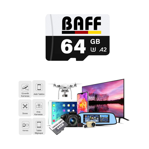 BAFF MicroSD 64GB UHS-I U3 A2 V30 Hafıza Kartı