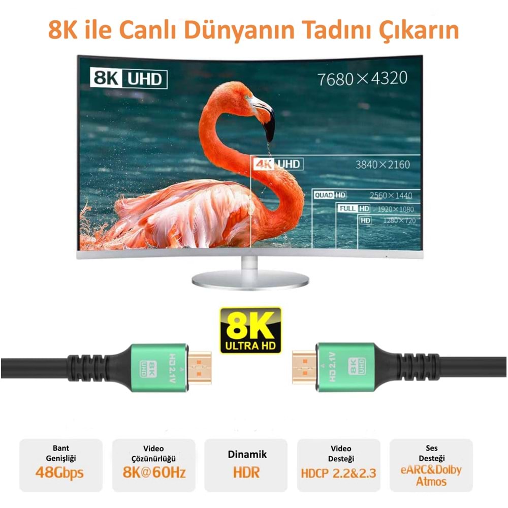 CODEGEN CPS8K15 1.5metre HDMI Görüntü Kablosu 8K 