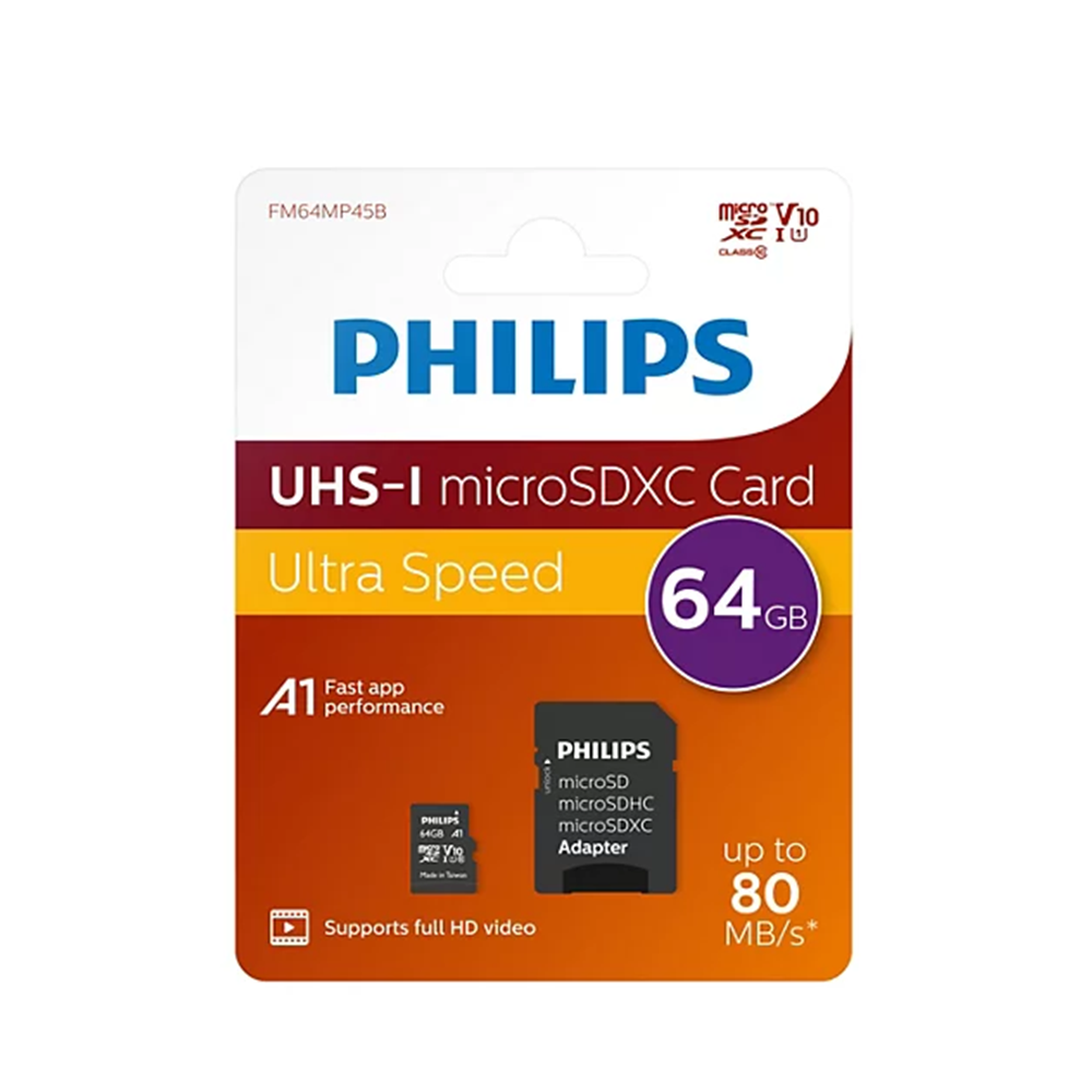 PHILIPS MicroSD 64GB FM64MP45B/00 Class10 Hafıza Kartı