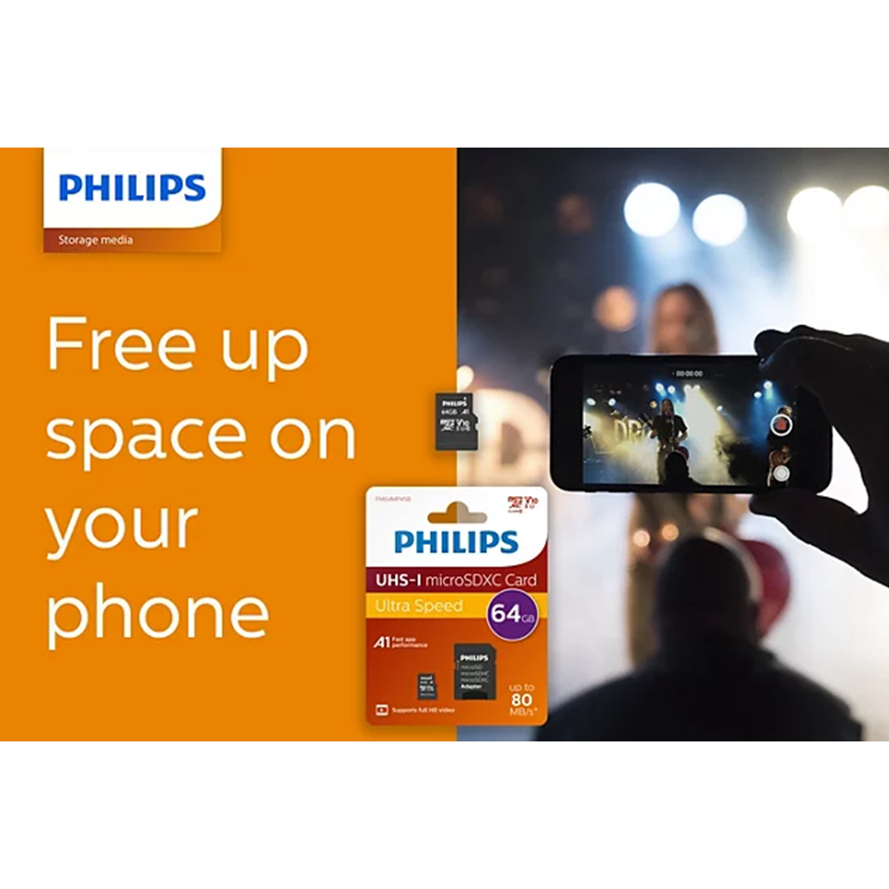 PHILIPS MicroSD 64GB FM64MP45B/00 Class10 Hafıza Kartı