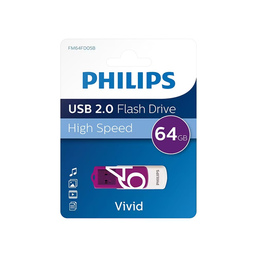 PHILIPS 64GB USB 2.0 Vivid FM64FD05B/00 Mor Taşınabilir Bellek