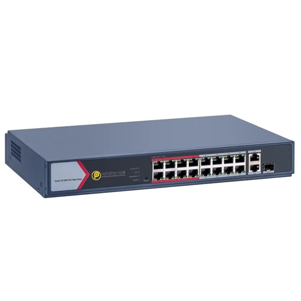 HIKVISION 16port PoE 230w 1-SFP 1-Uplink Gigabit Yönetilebilir Switch DS-3E1518P-EI