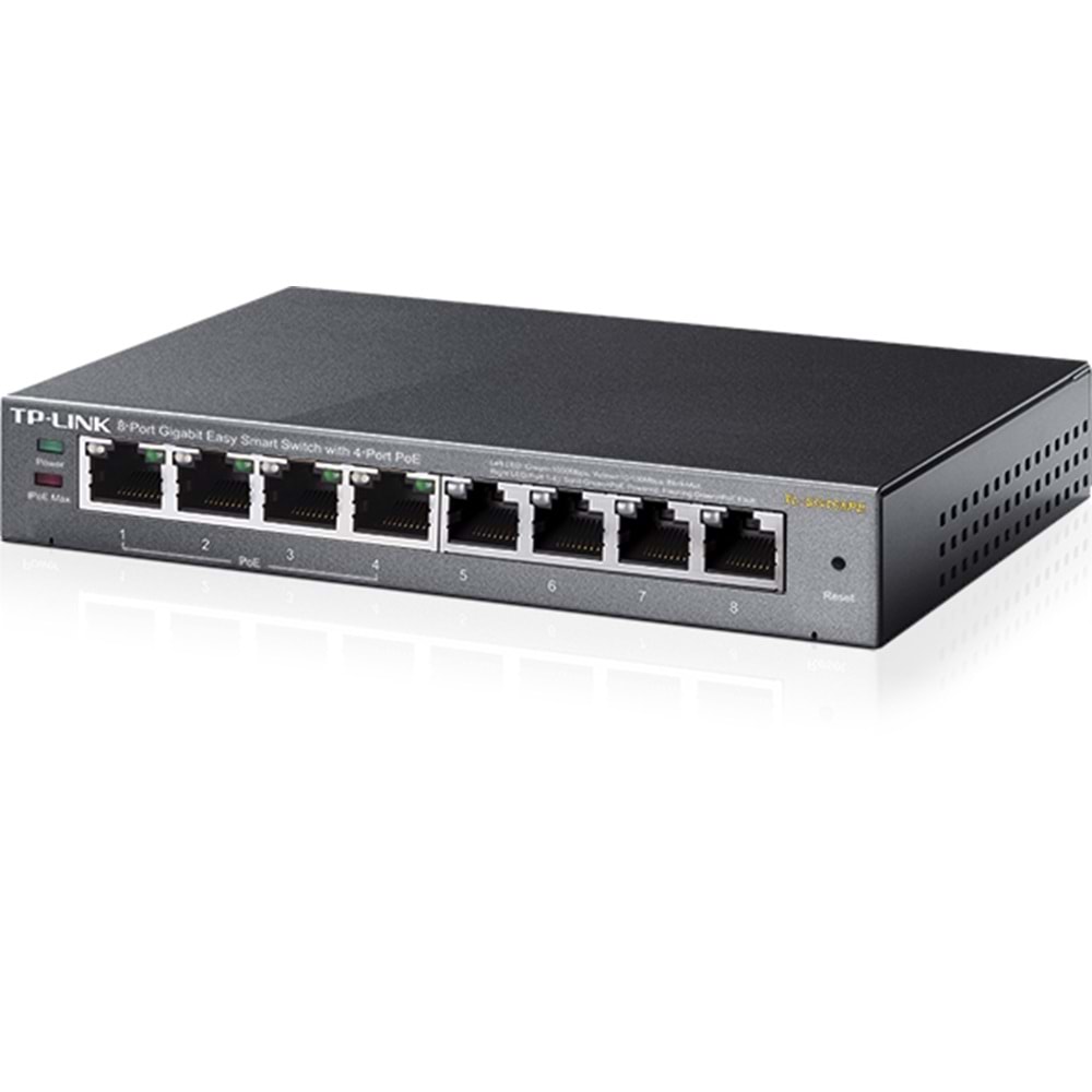 TP-LINK 8port / 4port PoE 65W Gigabit Yönetilebilir Switch TL-SG108PE