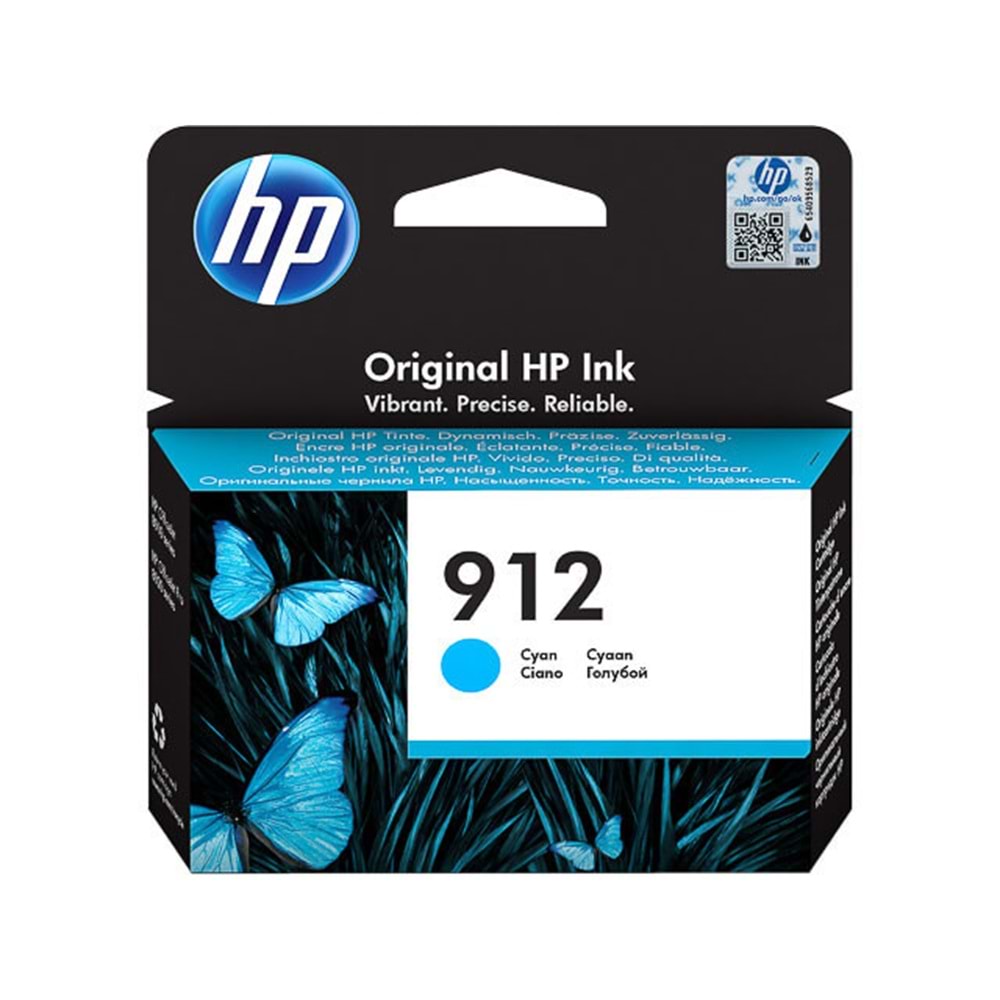 HP 3YL77AE No 912 Cyan 4ml Orijinal Mürekkep Kartuşu 315 Sayfa