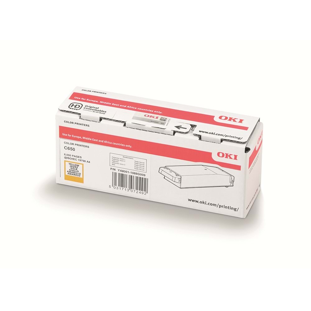 OKI C650 / C651 Sarı Orijinal Toner Kartuşu (6.000 Sayfa) - 9006129