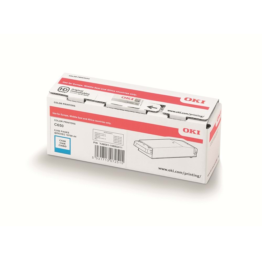 OKI C650 / C651 Cyan Orijinal Toner Kartuşu (6.000 Sayfa) - 9006127