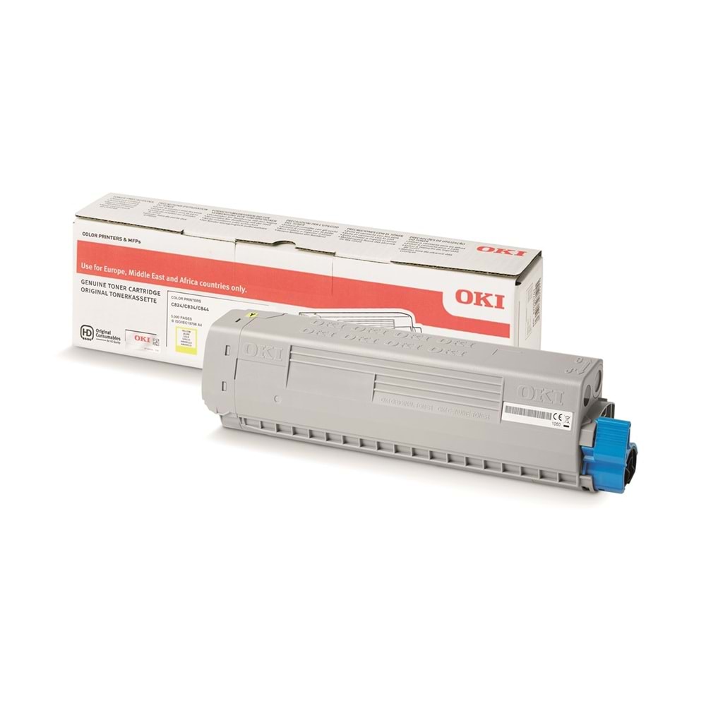 OKI C824/C834/C844 Sarı Orijinal Toner Kartuşu (Yellow Toner - 5K)