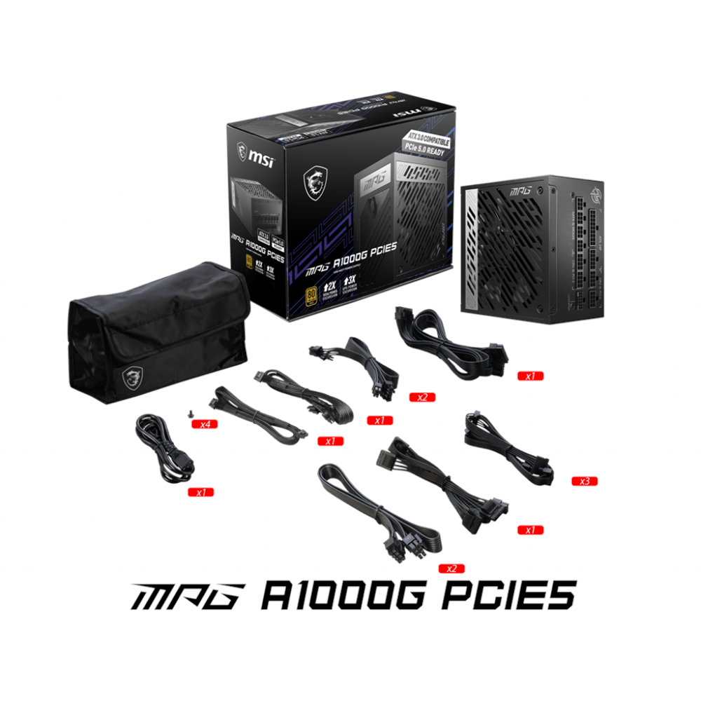 MSI 1000w 80+ Gold MAG A1000G PCIE5 Tam Modüler Power Supply