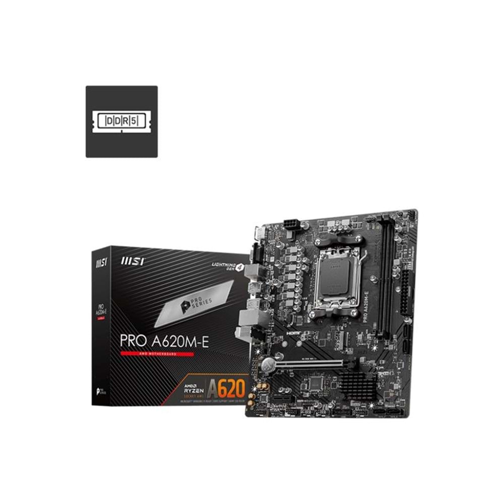 MSI PRO A620M-E DDR5 HDMI PCIE 4.0 AM5 mATX