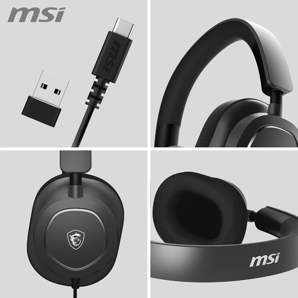 MSI GG Maestro 300 USB-C 7.1 Sanal Çevresel Ses Siyah Oyuncu Kulaklığı