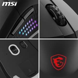 MSI VERSA 300 ELITE W 26000 DPI RGB 2.4GHz Bluetooth 5.3 Kablosuz Gaming Mouse