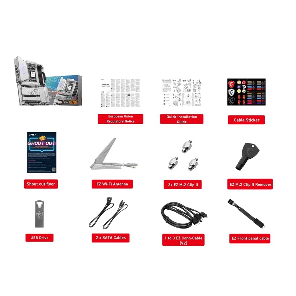 MSI MPG X870E EDGE TI WIFI7 DDR5 HDMI-DP TYPEC PCIE 5.0 AM5 ATX BEYAZ