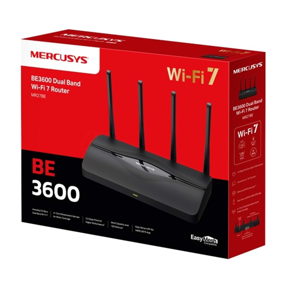 MERCUSYS MR27BE Wıfı7 BE3600 Dual Band Router