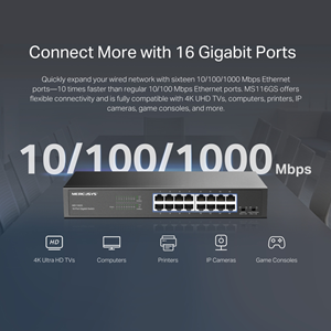 MERCUSYS 16poırt Gigabit Yönetilemez Switch MS116GS