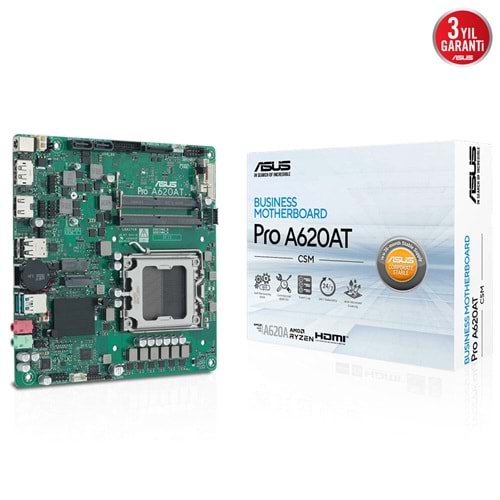 ASUS PRO A620AT- CSM DDR5 HDMI-DP PCIE 4.0 AM5 mATX Kurumsal Anakart