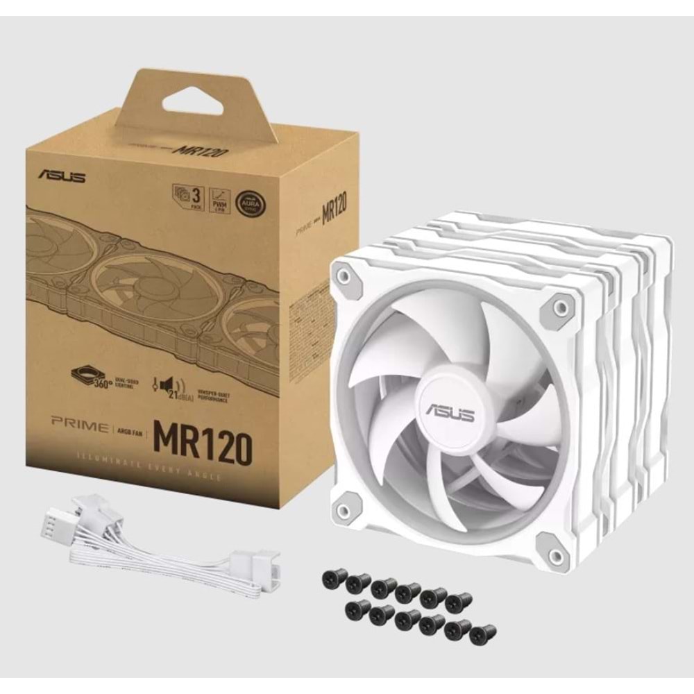 ASUS PRIME MR120 ARGB Beyaz Üçlü Kasa Fanı Seti (3'li set) / 90DA00I3-B09020