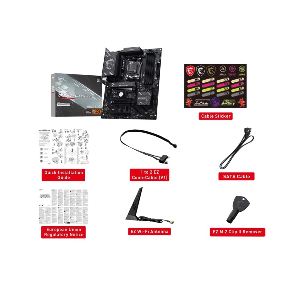 MSI B850 GAMING PRO WIFI6E HDMI-DP TYPEC PCIE 5.0 AM5 ATX