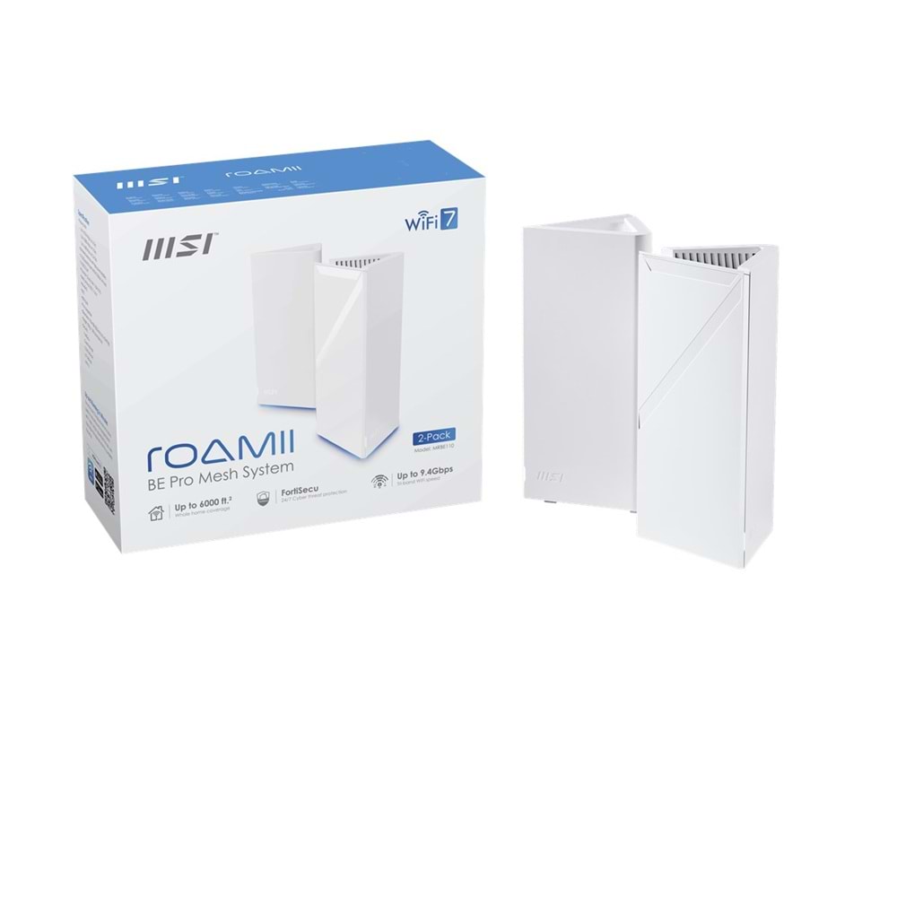 MSI ROAMII BE PRO MRBE110 WIFI7 BE11000 Ev Ofis Router 2'li Paket