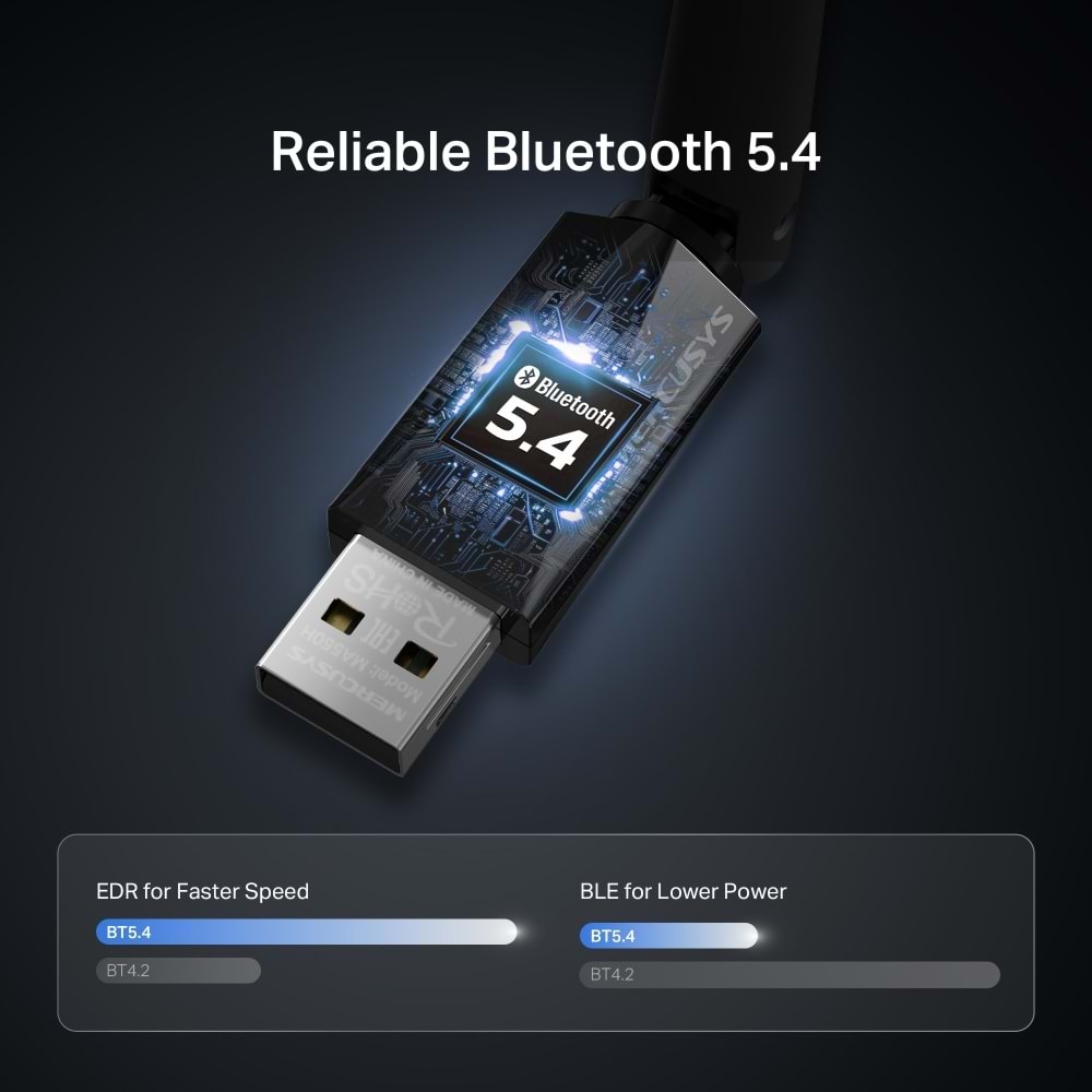 MERCUSYS MA550H Bluetooth 5.4 Harici Antenli Uzun Menzilli USB Adaptör