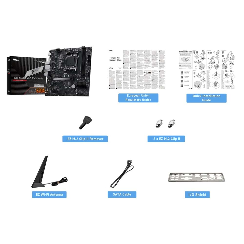 MSI PRO A620AM-G EVO WIFI6E DDR5 HDMI-DP PCIE 4.0 AM5 mATX