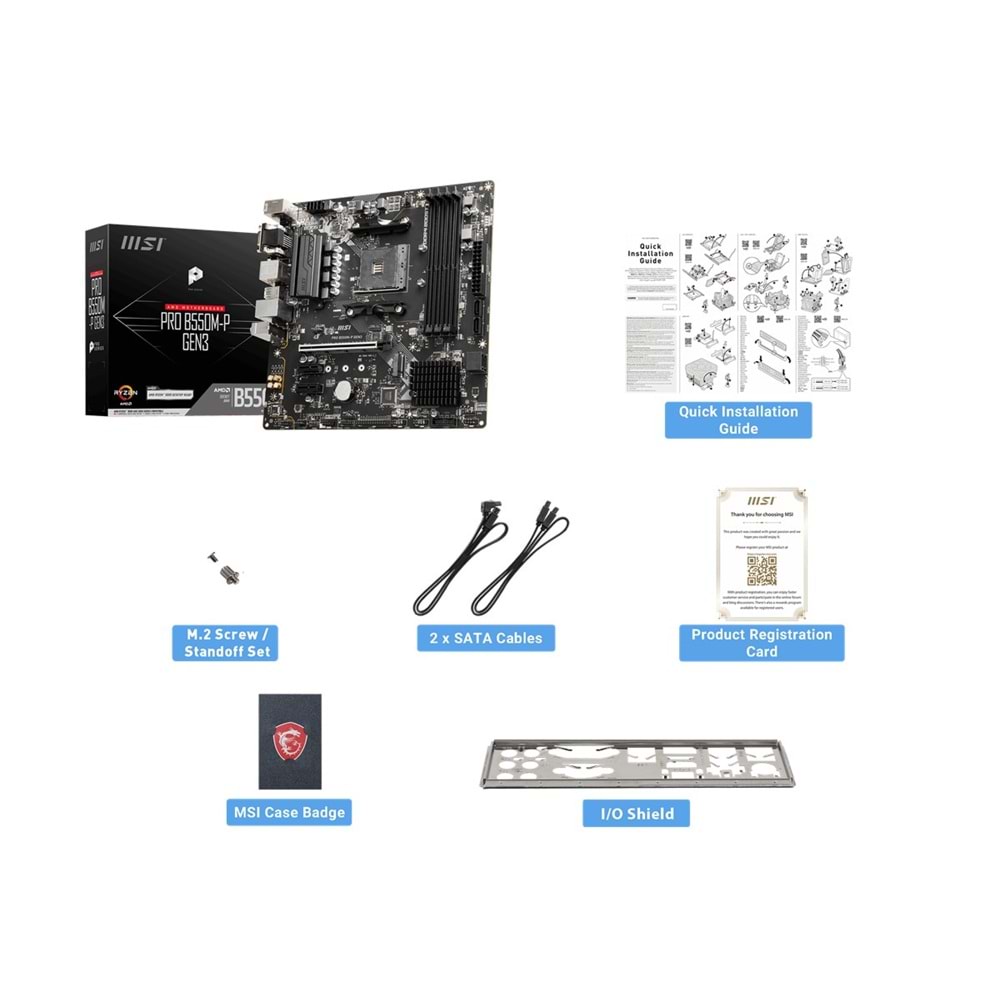MSI PRO B550M-P DDR4 HDMI-DP PCIE 4.0 AM4 mATX