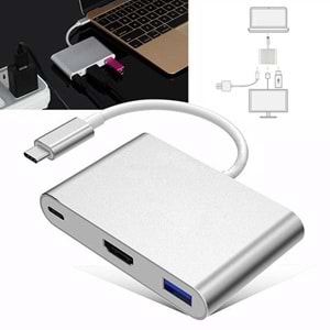 CODEGEN CDG-CNV39 0.15metre TYPE-C -HDMI_USB 3.0_TYPE-C Çevirici Adaptör Gümüş 1080p