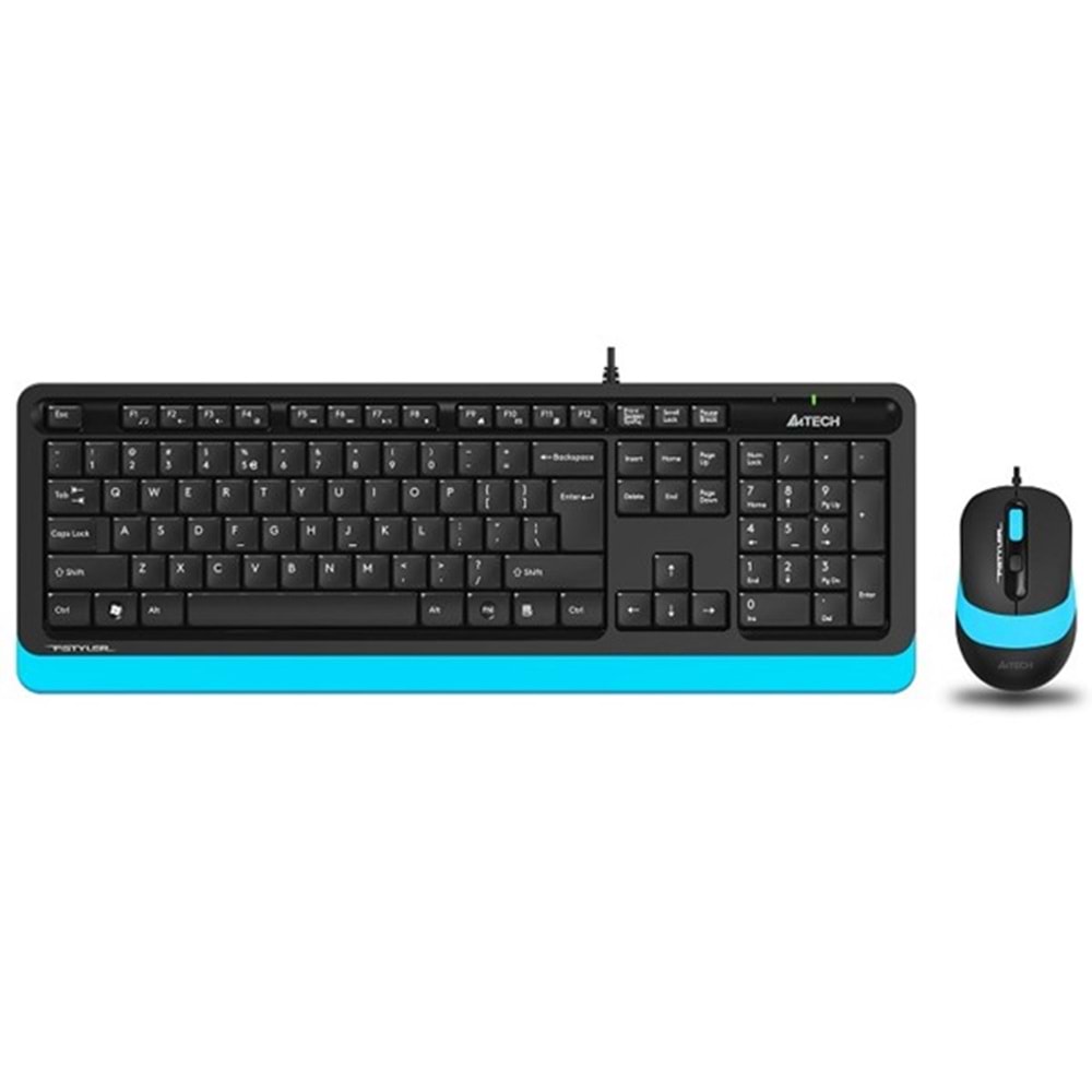 A4TECH F1010 Kablolu USB Q Trk Siyah/Mavi Klavye - Mouse Set