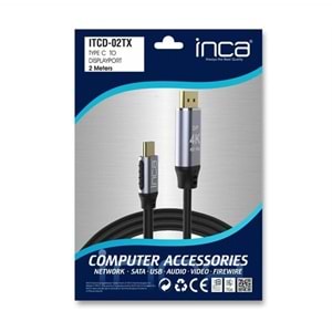 INCA 2metre ITCD-02TX TYPE-C - DP Görüntü Kablosu 4K