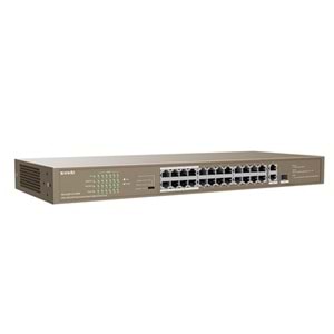 TENDA 24port PoE 250w 1-SFP 10/100/ 2-GbE Yönetilemez Switch TEF1126P-24-250W