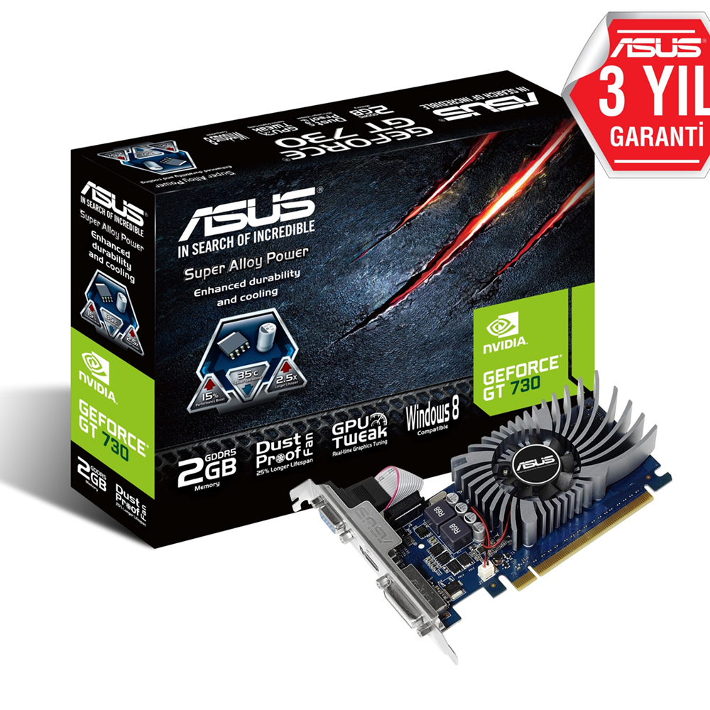 ASUS GT730 2GB SL-2GD5-BRK DDR5 64bit HDMI DVI PCIe 16X v2.0
