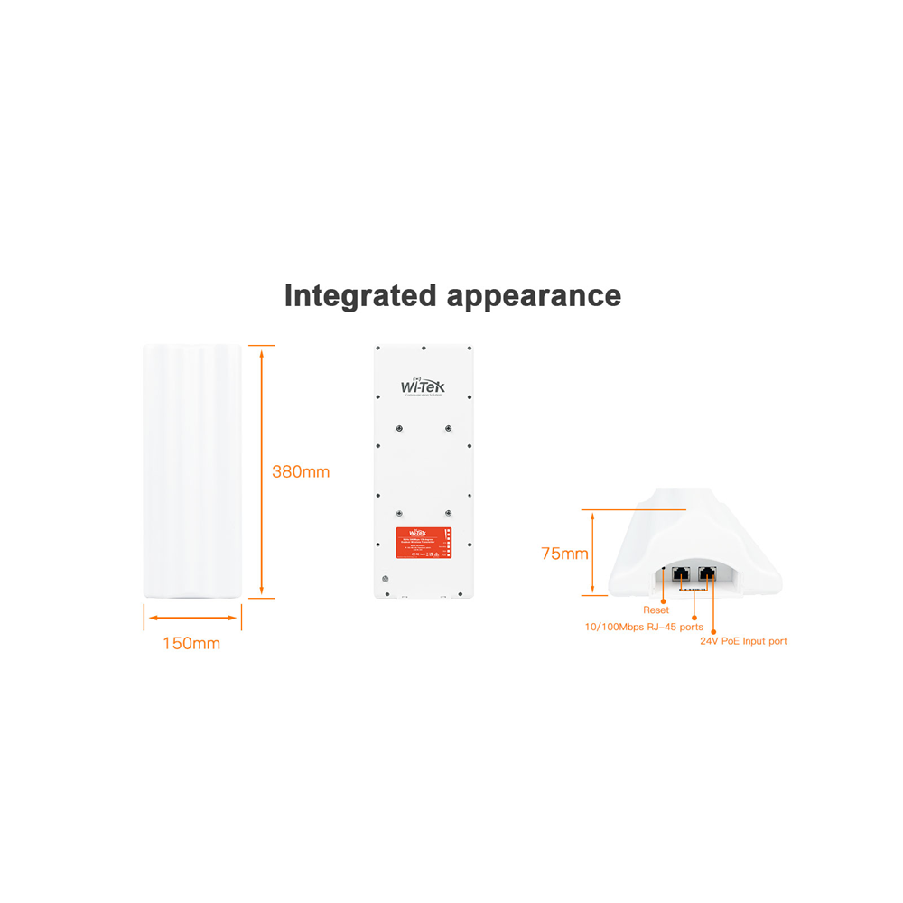 WITEK WI-CPE517 (V2) 16dbi 300mbps 5ghz 5+km Harici Access Point 150 derece