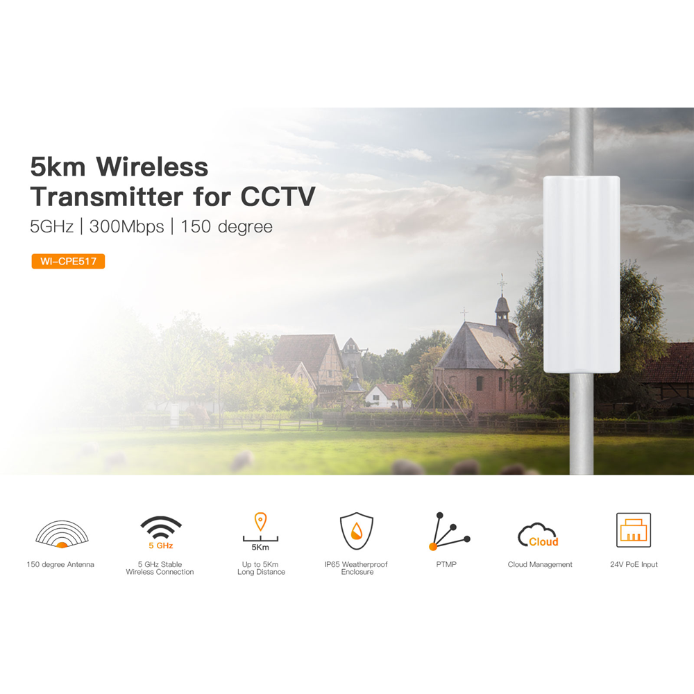 WITEK WI-CPE517 (V2) 16dbi 300mbps 5ghz 5+km Harici Access Point 150 derece