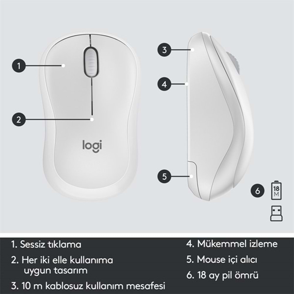 LOGITECH MK295 Kablosuz Q Trk Beyaz Klavye - Mouse Set (920-010089)