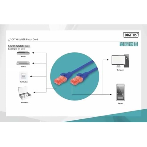 DIGITUS 3metre CAT6 Utp DK-1617-030/B Mavi Patch Kablo (10'lu Paket)