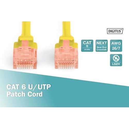 DIGITUS 0.5metre CAT6 Utp DK-1617-005/Y Sarı Patch Kablo (10'lu Paket)