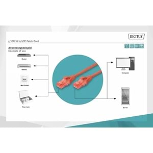 DIGITUS 1metre CAT6 Utp DK-1617-010/R Kırmızı Patch Kablo (10'lu Paket)