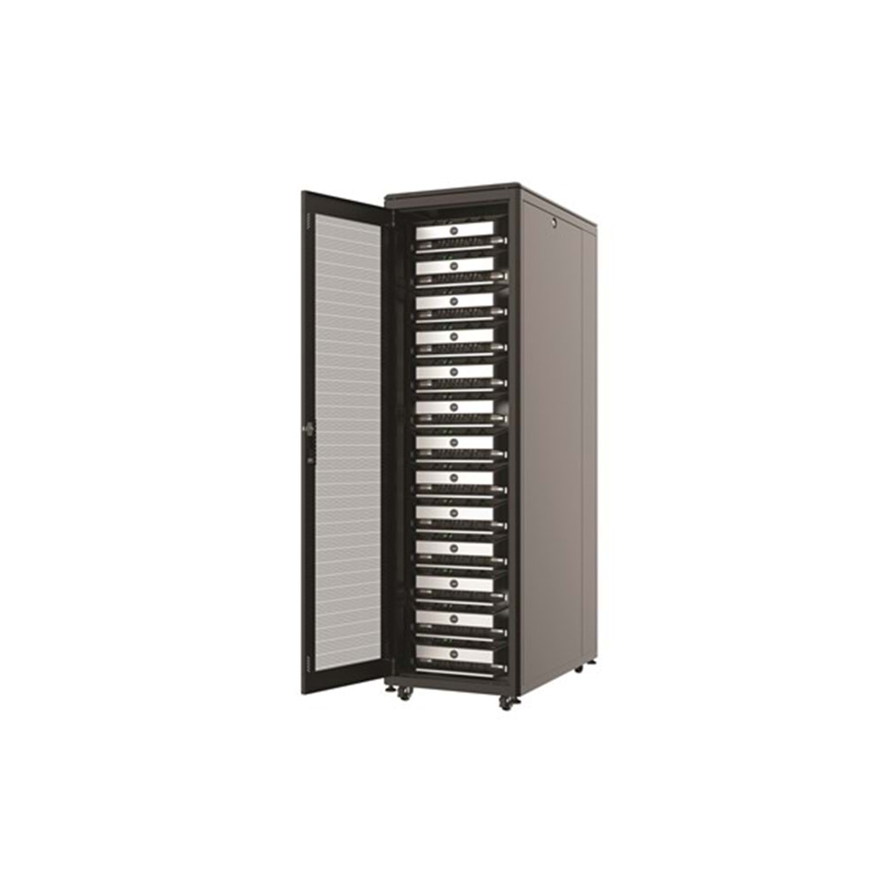 AGER 26U 800x1000mm Dikili Tip Siyah Kabinet Vega AG-VB26U8010S1-BAAA-A-M1 Cam Kapak