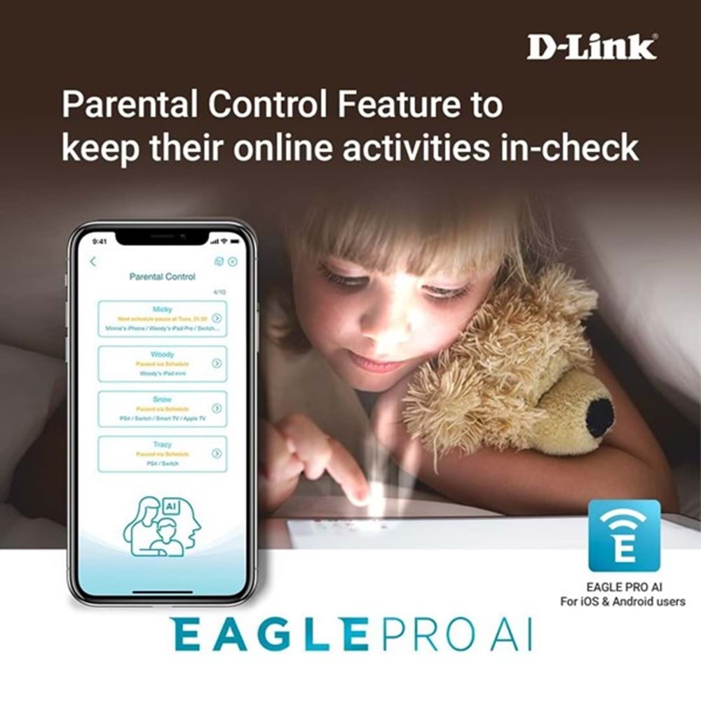 D-LINK R04 N300 2.4ghz Mesafe Genişletici EV Ofis Tipi Router Yapay Zeka Destekli
