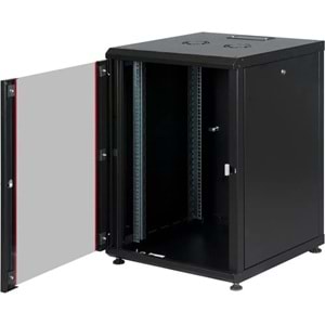AGER 16U 600x800mm Dikili Tip Siyah Kabinet Agena AG-AN16U6080S1 Cam Kapak