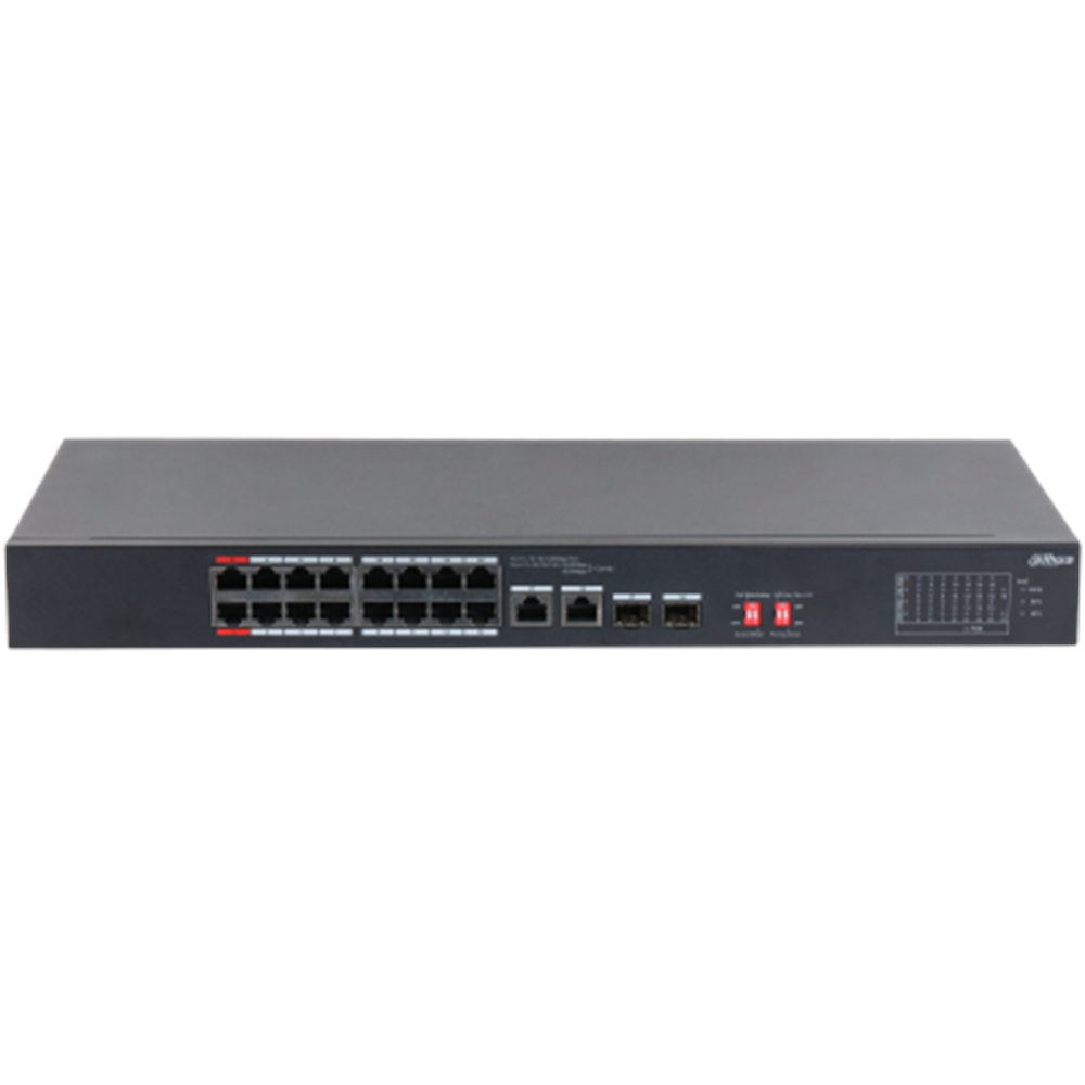 DAHUA 16port PoE 135w 2-SFP 2-Uplink Yönetilemez Switch S3218-16ET-135