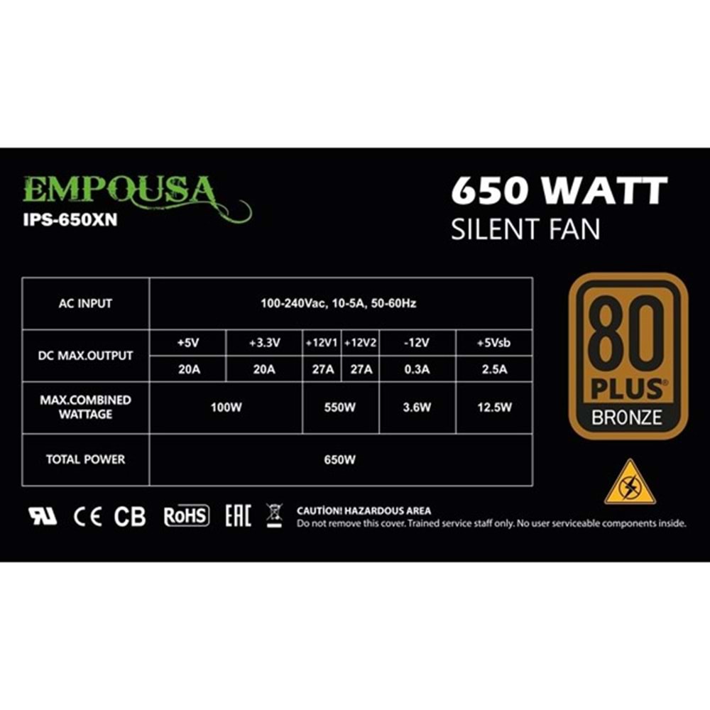 INCA 650W 80+ BRONZE EMPOUSA IPS-650XN Power Supply