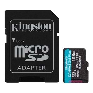 KINGSTON 128GB Canvas Go! Plus SDCG4/128GB microSDXC 200/100MB/s U3 V30 A2 SD Adaptörlü Hafıza Kartı
