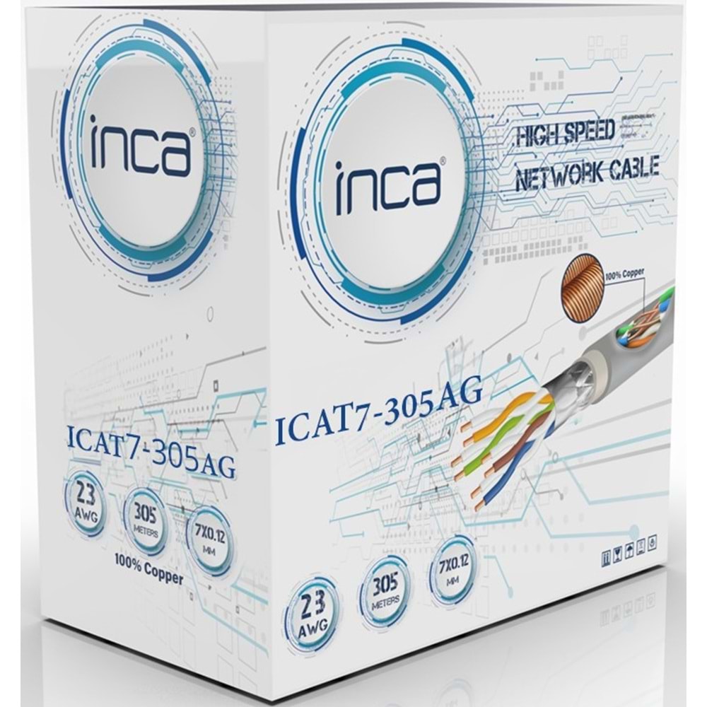 INCA 305metre CAT7 S-FTP 23AWG Saf Bakır LSZH Kablo ICAT7-305AG