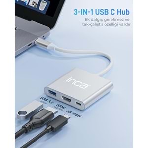INCA ITPC-04T 0.15metre TYPE-C - HDMI Görüntü Adaptörü Gümüş 100W