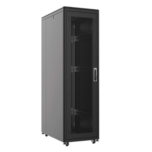 AGER 22u + 2li Fan 600x1000mm Dikili Tip Siyah Kabinet Vega AG-VB22U6010S1 Cam Kapak