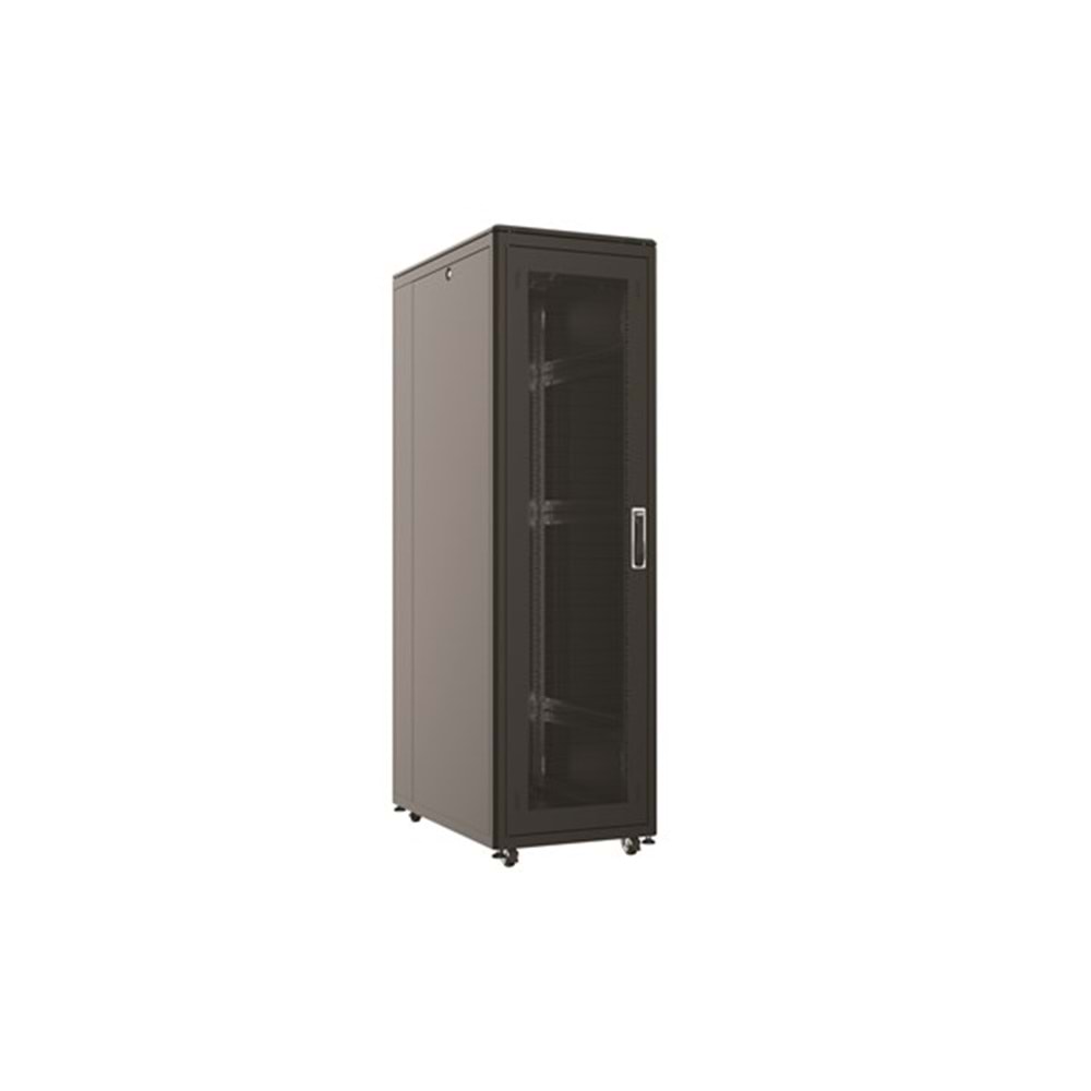 AGER 26U + 2li Fan 800x1000mm Dikili Tip Siyah Kabinet Vega AG-VB26U8010S1-BAAA-A-M1 Cam Kapak