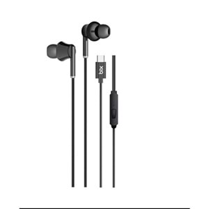 BIX HF01C-BK Type-C Siyah 14MM EXTRA BASS KULAKİÇİ Mikrofonlu Kulaklık