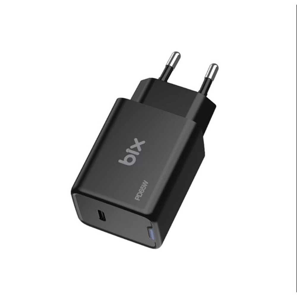BIX BX1P65G-BK 65W ŞARJ ADAPTÖR (TYPE-C) Siyah PPS ÖZELLİKLİ