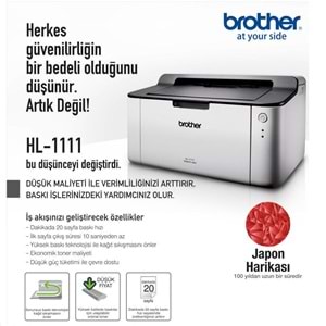 Brother HL-1111-3T Mono Laser Yazıcı (3xTam Dolu Toner)